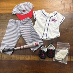 American Girl Doll Softball Baseball #36 Outfit Jersey Pants Cleats Hat Bat Ball
